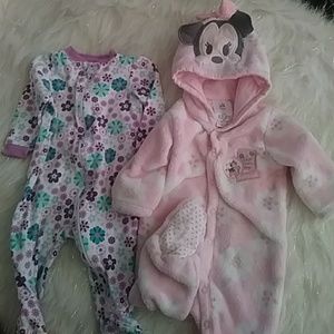 Disney and Granimals footed onesies 3-6 months